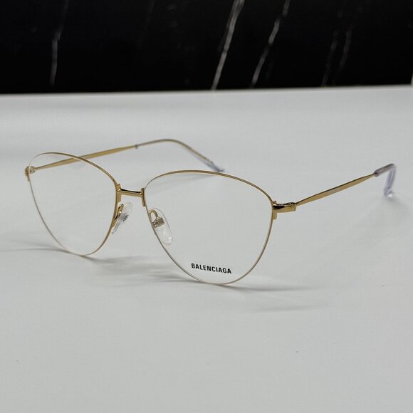 NEW BALENCIAGA BB0034O 003 CAT EYE GOLD WOMEN EYEGLASSES BALENCIAGA - Picture 4 of 10